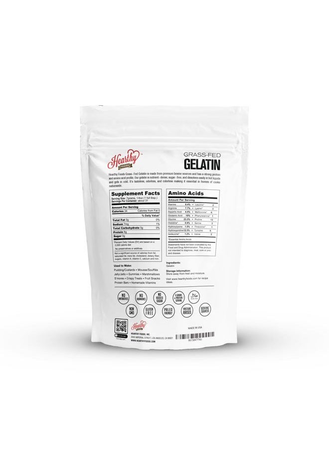 HEARTHY FOODS مسحوق جيلاتين لحم البقر غير المنكه من هارثي فودز للنساء والرجال | بروتين نقي صديق للكيتو والباليو نوع 1 و 3، معتمد حلال من المراعي، غير معدّل وراثيًا، جيلاتين كوشير | 16 أونصة 454 جرام - Image 2